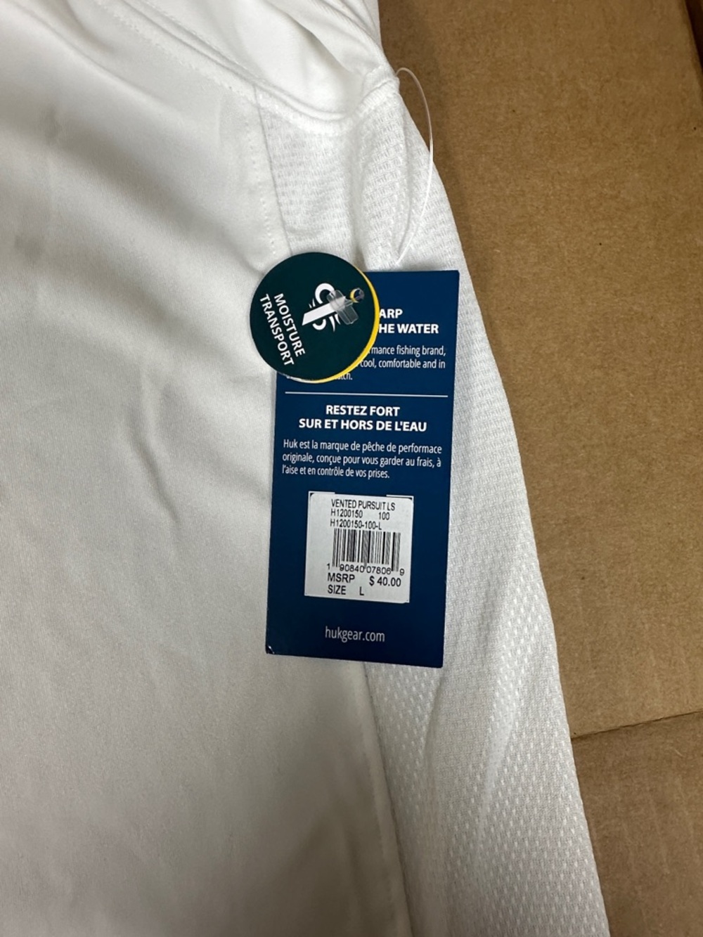 ##111, Size 111, NWT Huk White LS Performance Fishing Tee with Blue Logo - Picture 2 of 8